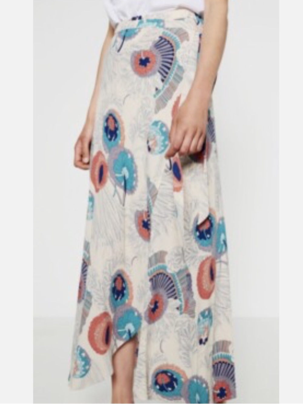 ZARA ✨ floral peacock maxi midi wrap skirt | Sz M